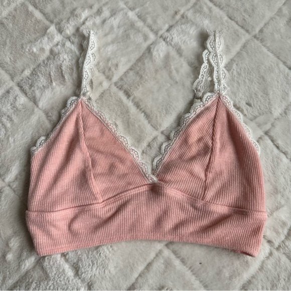 Victoria's Secret | Pink & Cream Ribbed Sleep Bralette | Size Medium - Picture 2 of 12